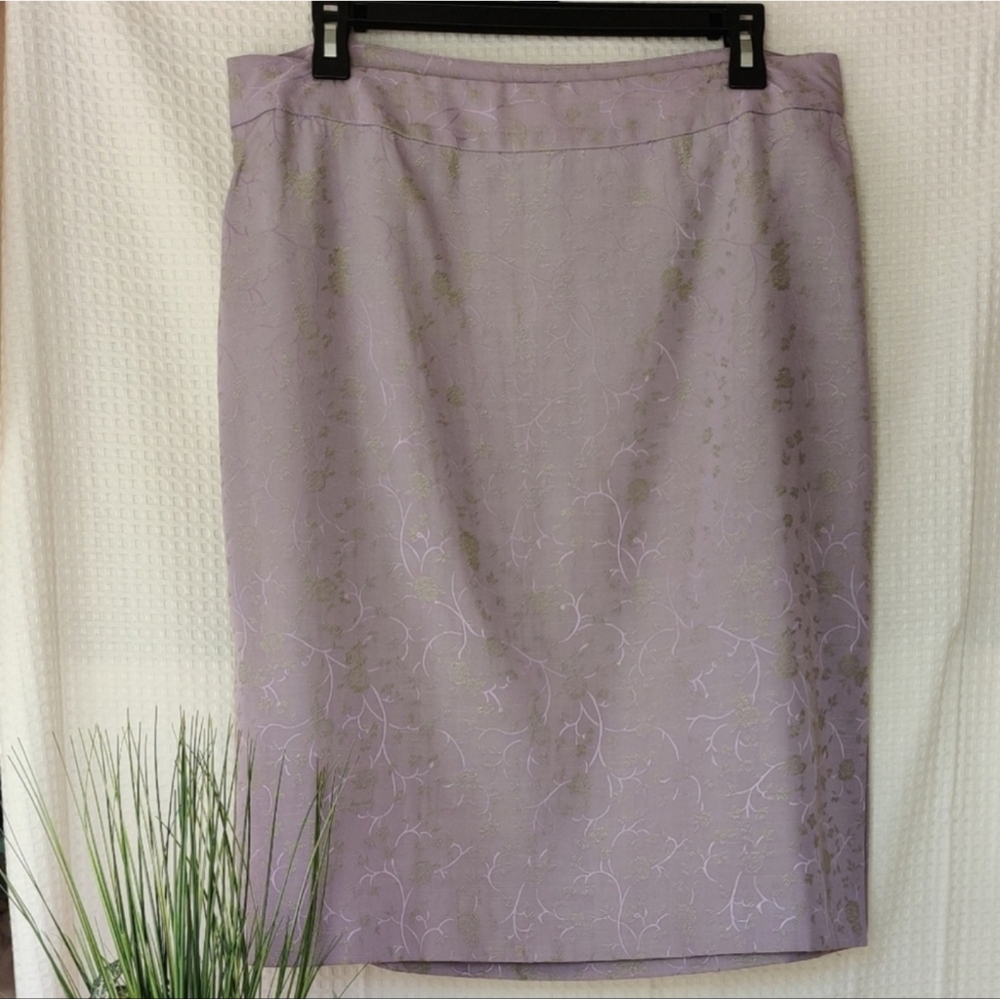 Rena Rowan Women's Lavender with Green Floral Print Skirt Size 12